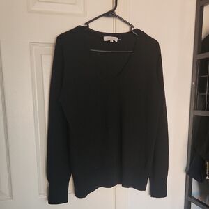 Luna Laura Black V Neck Marino Wool Sweater XL